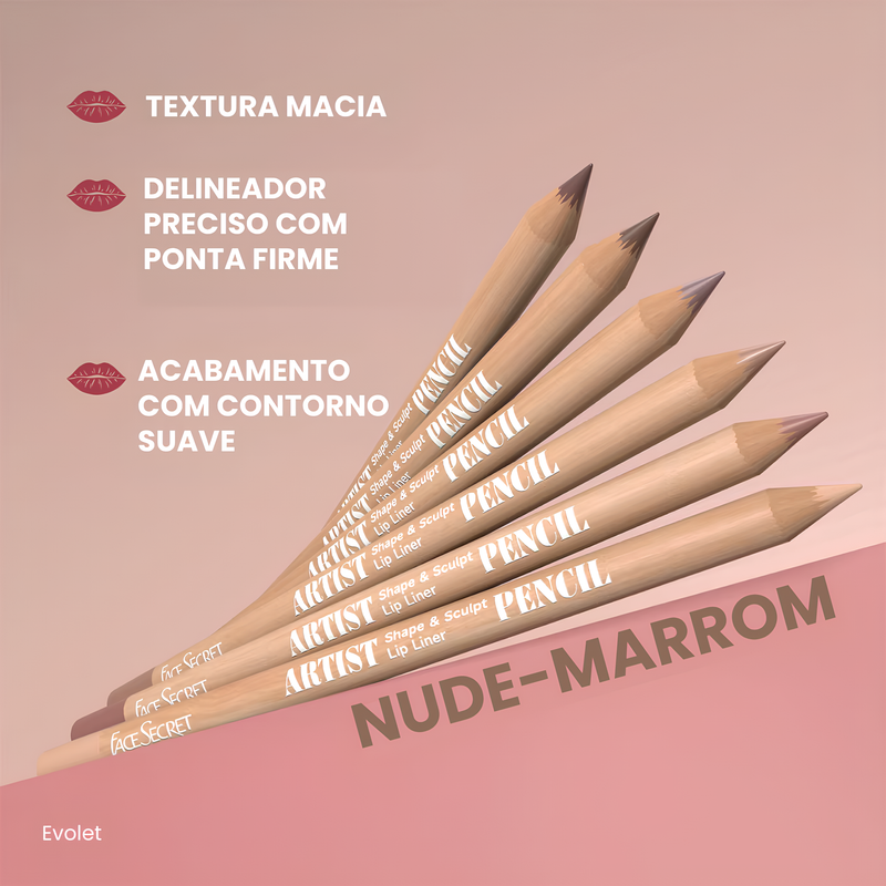 Caixa Com 6 Lápis Delineador Labial Face Secret Artist Shape Sculpt - Textura Supermacia