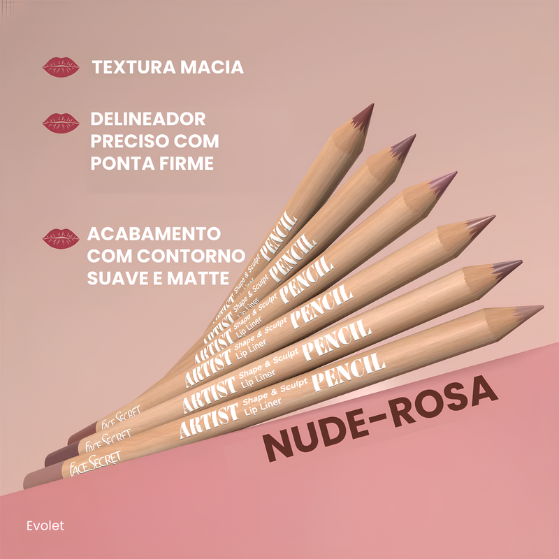 Caixa Com 6 Lápis Delineador Labial Face Secret Artist Shape Sculpt - Textura Supermacia