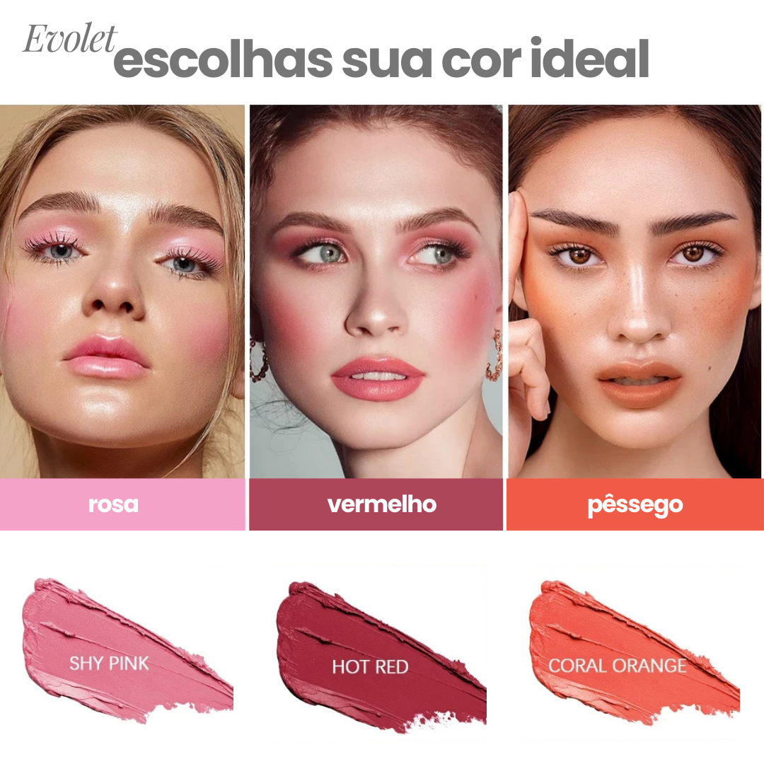 Stick de blush multi funções Cor natural de longa duração para maquiagem feminina iluminador 3 em 1