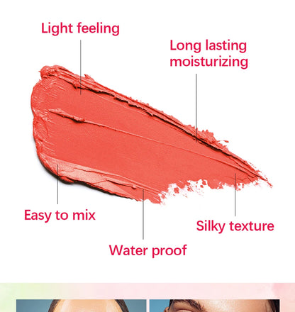 Stick de Blush Multi Funções Cor Natural de Longa Duração para Maquiagem Feminina Iluminador 3 em 1