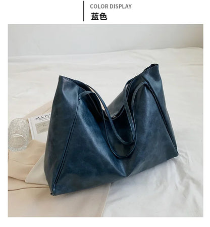 Women Tote Bag Fashion Underarm Pouch Large Capacity Soft Pu Leather Shoulder Bag Retro Crossbody Bag Casual Portable BucketBags