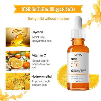 Vitamina C Removedor de Rugas Soro Facial Lifting Firmador Atenuação de Linhas Finas Antienvelhecimento Essência Clareadora Clareamento Nutrição Cuidados com a Pele