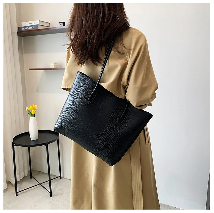 Large PU Leather Shoulder Bag for Women Fashion Trend Designer Female Fashion Handbags Purses Tote Bags