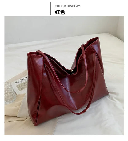 Women Tote Bag Fashion Underarm Pouch Large Capacity Soft Pu Leather Shoulder Bag Retro Crossbody Bag Casual Portable BucketBags