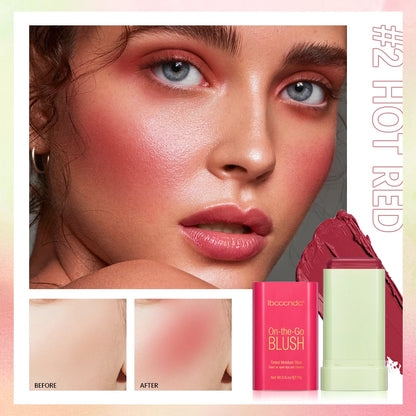 Stick de Blush Multi Funções Cor Natural de Longa Duração para Maquiagem Feminina Iluminador 3 em 1