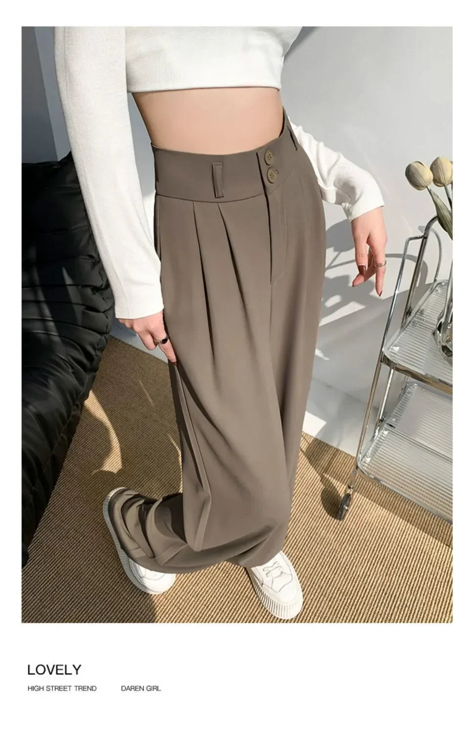 Elegant Wide Leg Pants Women Korean Style High Waist Black Baggy Pants Office Ladies Fashion Loose Suit Trousers Streetwear 2024