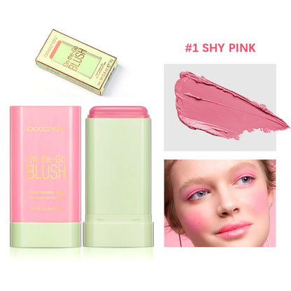 Stick de blush multi funções Cor natural de longa duração para maquiagem feminina iluminador 3 em 1