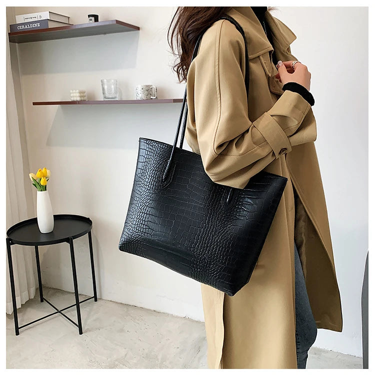 Large PU Leather Shoulder Bag for Women Fashion Trend Designer Female Fashion Handbags Purses Tote Bags