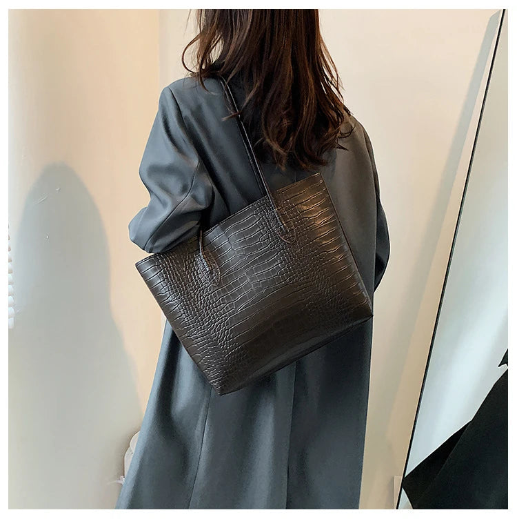 Large PU Leather Shoulder Bag for Women Fashion Trend Designer Female Fashion Handbags Purses Tote Bags