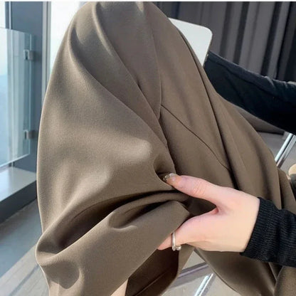 Elegant Wide Leg Pants Women Korean Style High Waist Black Baggy Pants Office Ladies Fashion Loose Suit Trousers Streetwear 2024