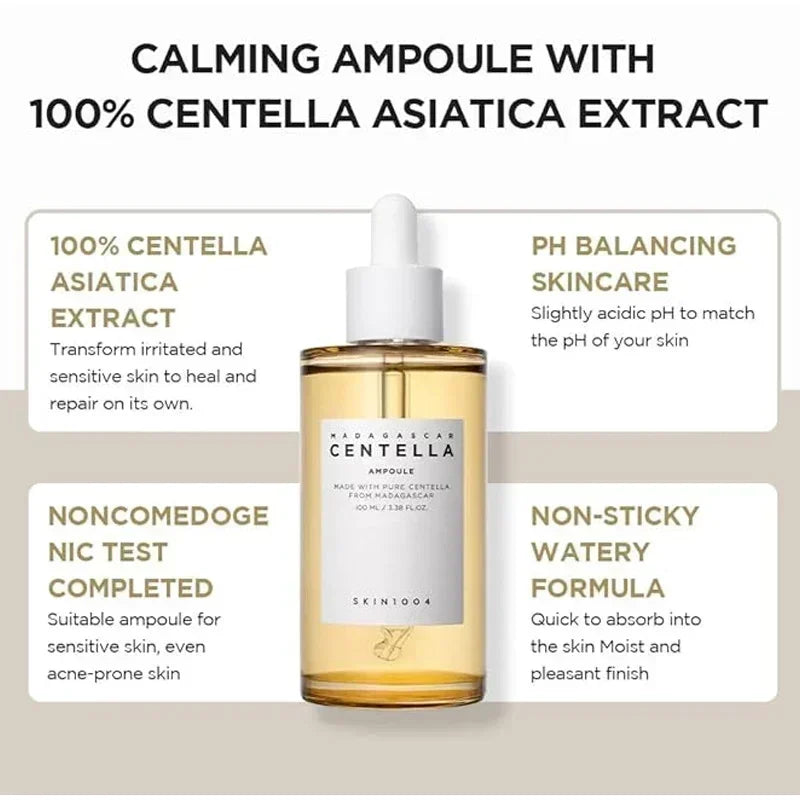 100ml Centella Asiatica Essence Calmante Hidratante Iluminador Sérum Facial Cápsula Iluminadora Ampola Solução Diária para Cuidados com a Pele