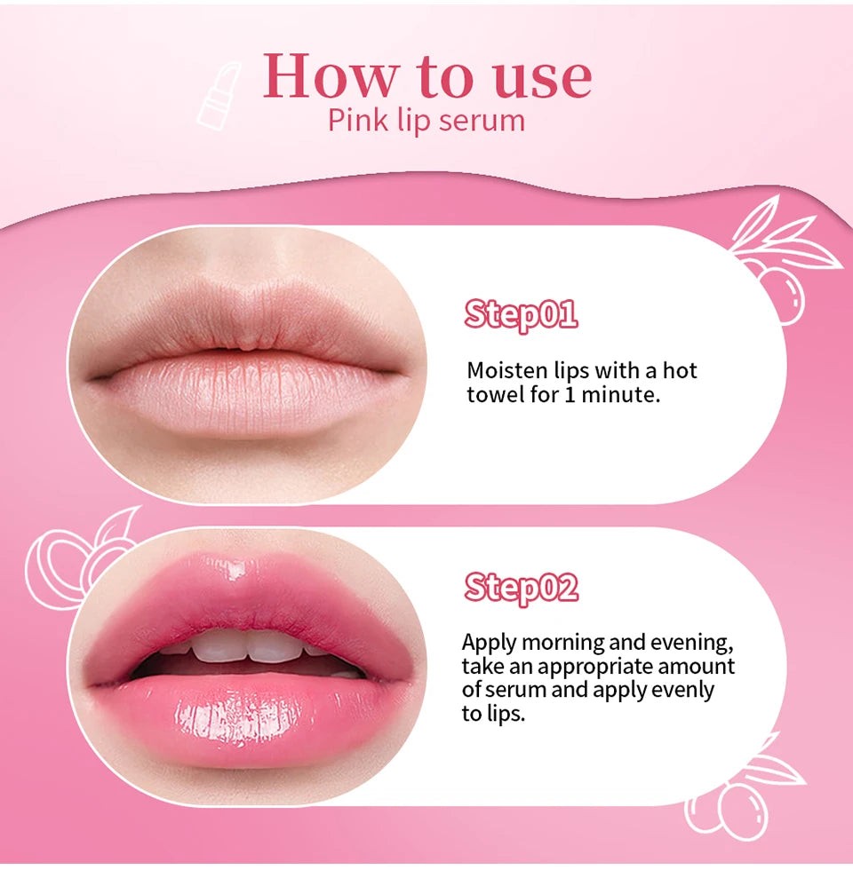 Natural Pink Serum Lips Pink Fresh Remove Dark Lips Gel Clareador Essência Creme Bálsamo Reparador de Linhas Finas Clareador Esfoliante Labial